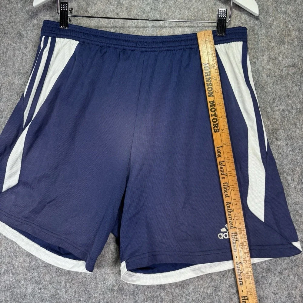 VTG‎ 2004 Adidas Soccer Shorts Navy white Mens L FADED SPOT NO DRAWSTRING READ